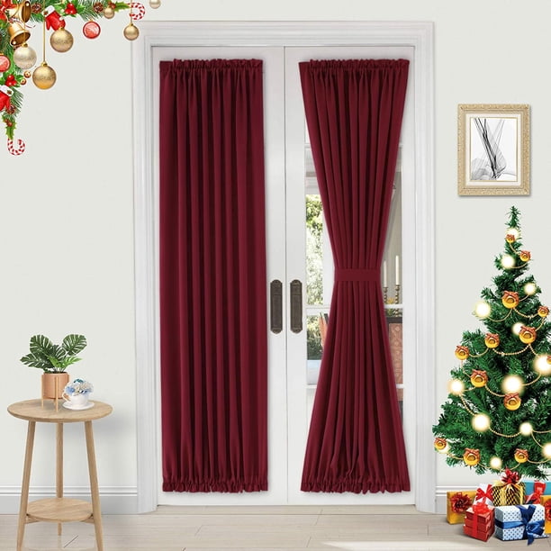 Cortina para Puerta Francesa DWCN Burdeos 91x183 cm Aislante Térmica Opaca