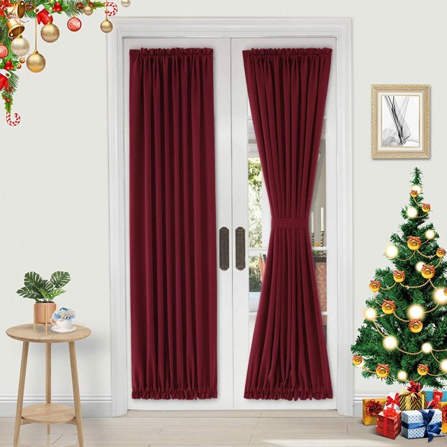 Cortina para Puerta Francesa DWCN Burdeos 91x183 cm Aislante Térmica Opaca