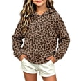 thumbnail image 4 of JOANKDMI Tween Girls Leopard Print Sweatshirt Size 12-13 Pullover Hoodie Animal Graphic Long Sleeve Casual Loose Fit Hooded Top Slouchy Fall Winter Fashion Streetwear Lounge Tops, 4 of 5