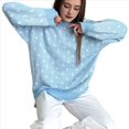 thumbnail image 2 of Suéter de Larga para Mujer, Suéteres Cortos de Gran Tamaño de Otoño, Tops de Punto con Cuello Redondo y Estampado de Velero Informal Azul S, 2 of 7