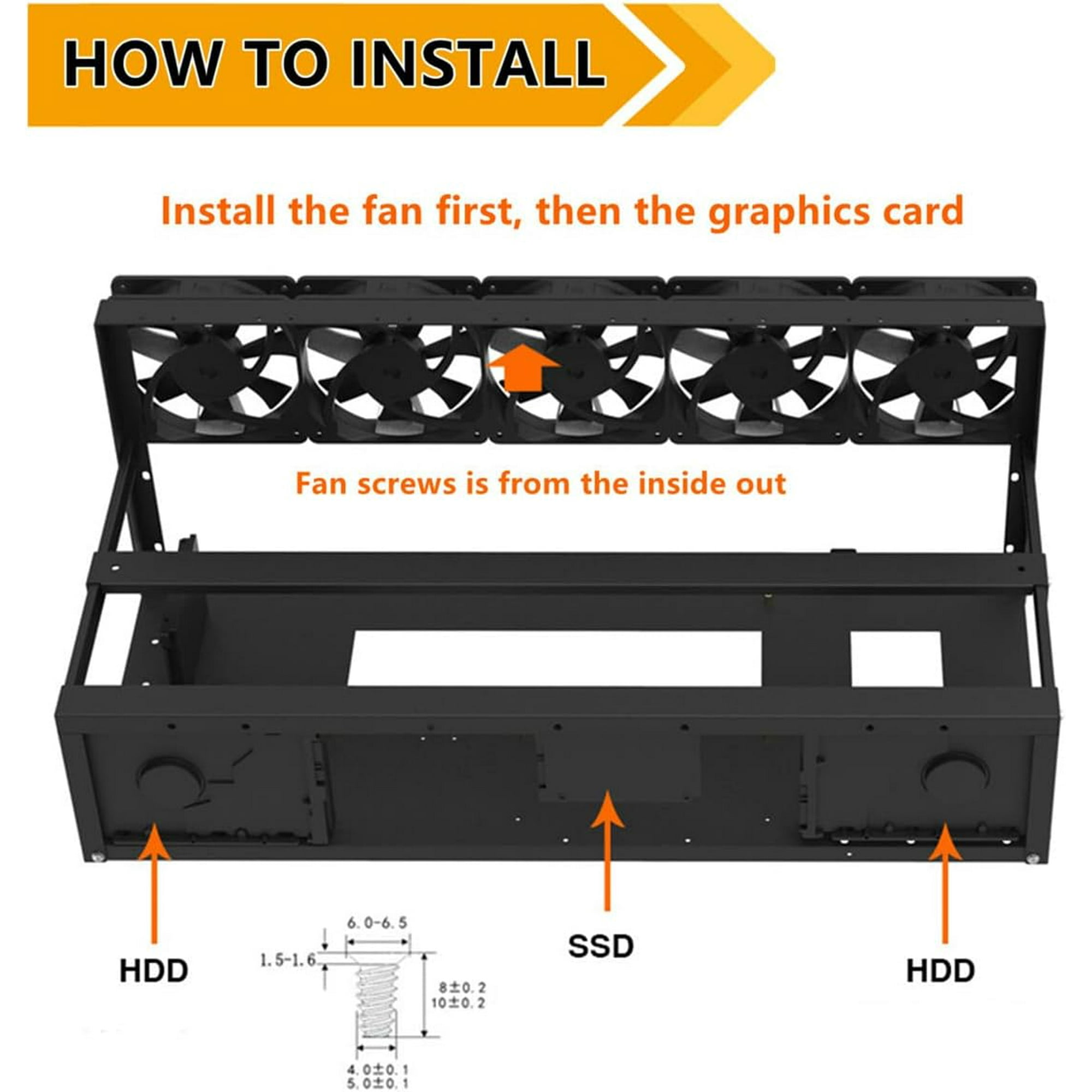 8 GPU Open Air Mining Rig Frame, Solid Mining Rig Case Steel Miner