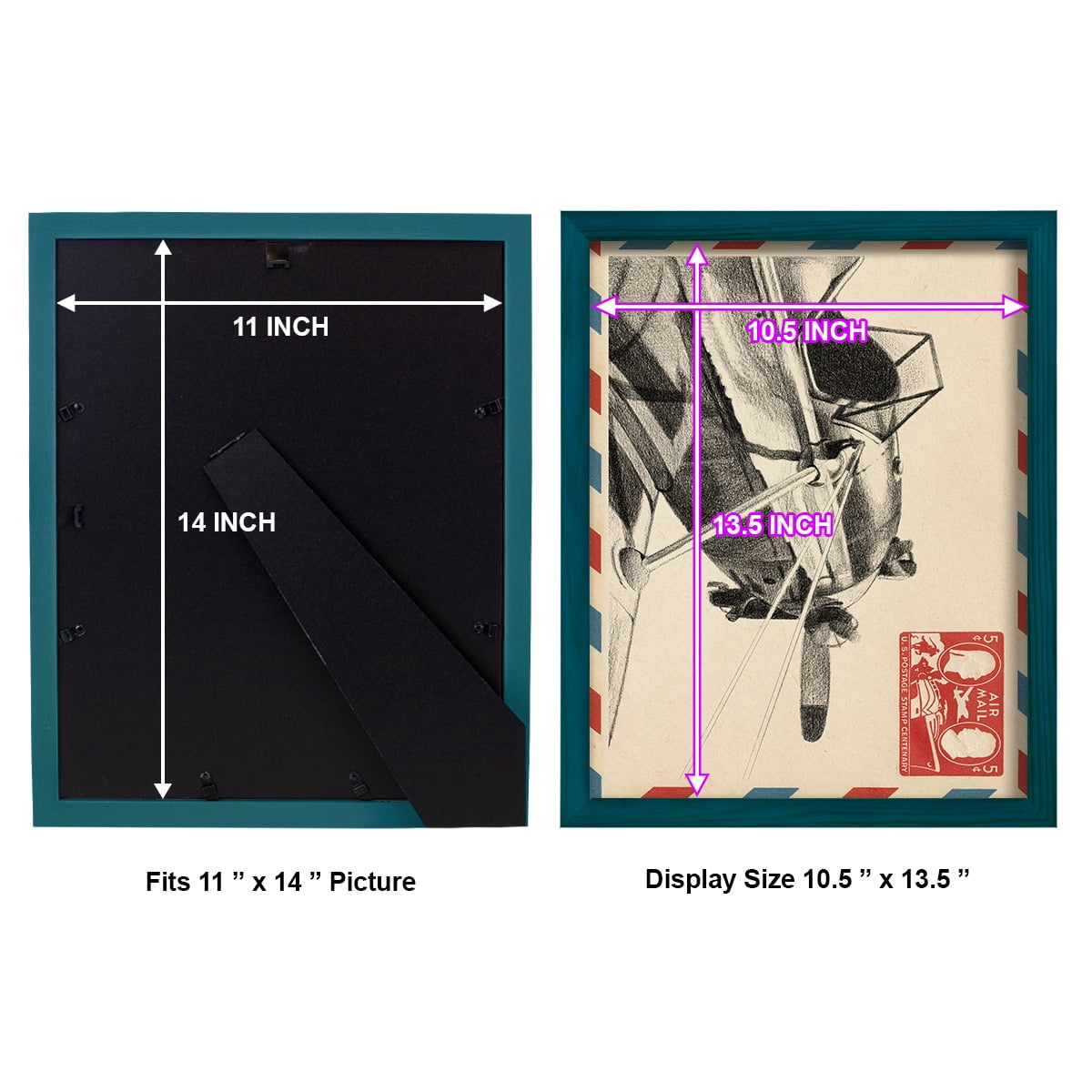 Vintage Airmail I -Framed Print w/glass-Ocean Blue