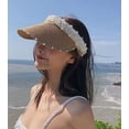 thumbnail image 2 of CoCopeaunts Women's Sun Straw Hats Straw Visors Beach UV Protection Wide Brim Cap Elegant Pearl Topless Sun Hats Breathable Straw Visors, 2 of 5