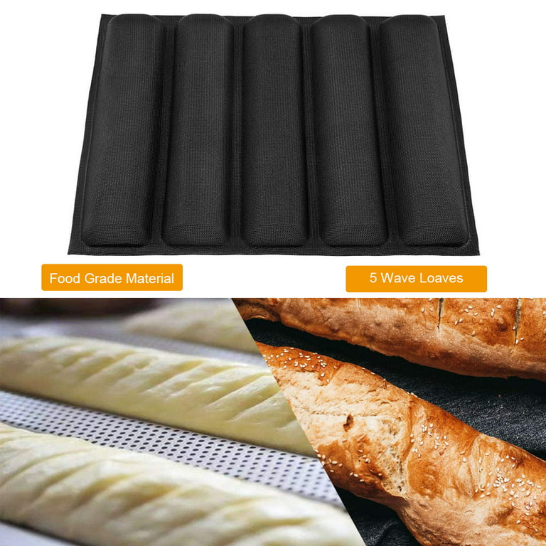 Silicone Baguette Pan Non-stick French Bread Baking Mould, 3  Wave Baguette Tray Loaf Pan 11x2.3 Bake Mold, Non-Stick Baking Liners Mat  Oven Toaster Pan Silicone Sandwich French Baking Tray(Grey): Home 