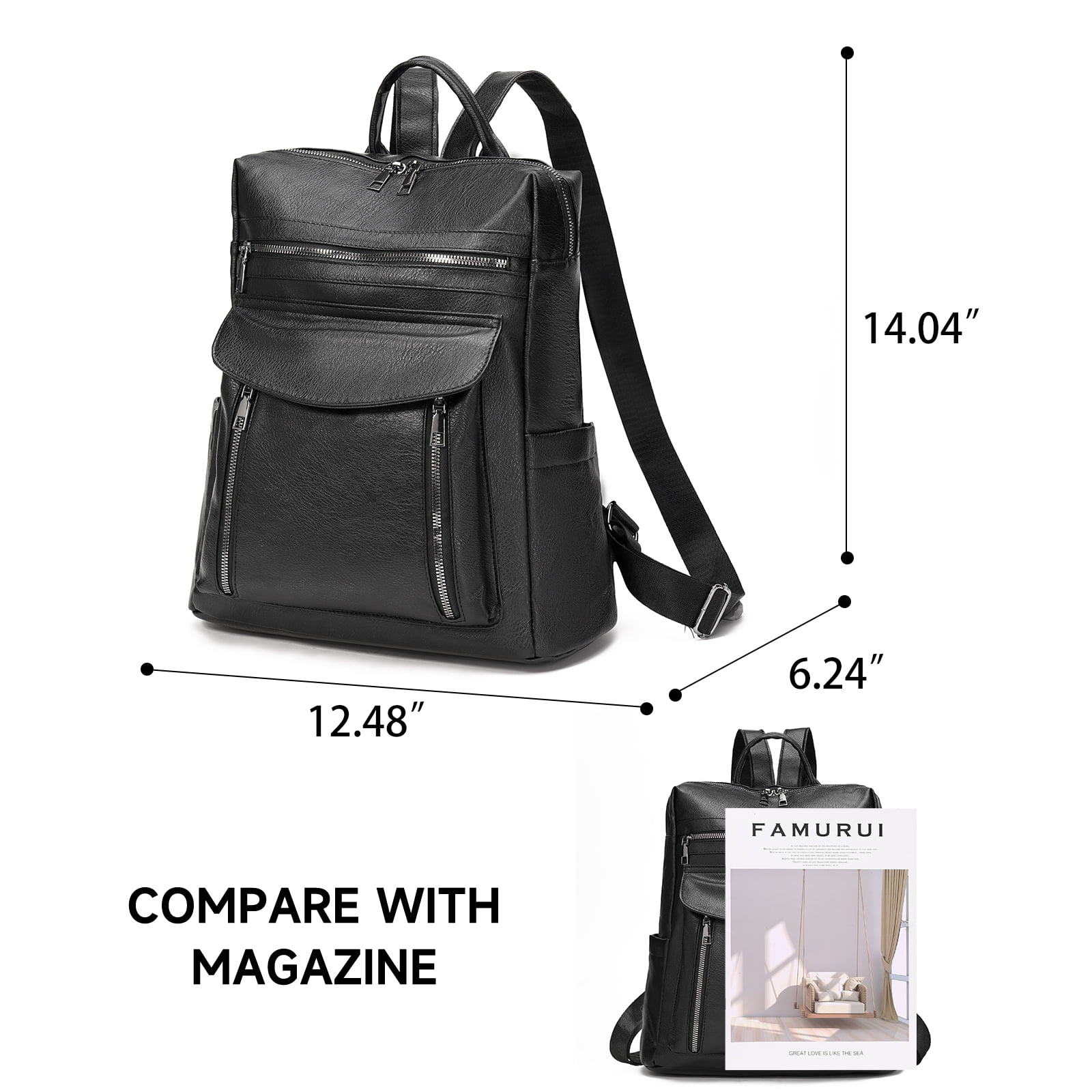 GOIACII Laptop Backpack for Women 13.3 inch,Travel Leather Backpack Purse,Professional Water-Resistant College Business Work Casual Daypack