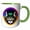 Green/White, variant on 3drose, Stunning Cat Face Inside the Colorful Round Frame Decorative Gift, 11oz Mug