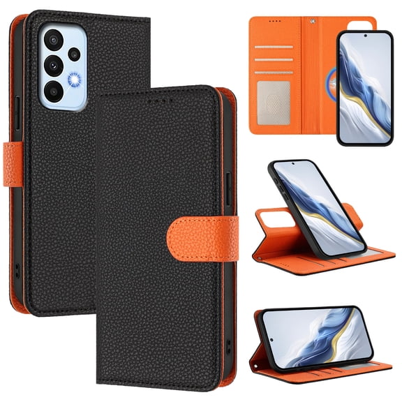 Decase 2 in 1 Flip Stand Case for Samsung Galaxy A33 5G,Detachable Magnetic Flip Wallet Back Cover,Support for Mag Safe,Shockproof PU Leather Cover with Wrist Strap,Black