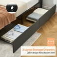 thumbnail image 6 of Twin/Full/Queen/King Size Bed Frame with 2 Storage Drawers and Charging Station, Rustic Upholstered Linen Platform Bedframe with Storage Headboard, Heavy Duty, Easy to Assemble, No Box Spring Needed, 6 of 6