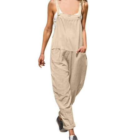 

adviicd Womens Jumpsuits Women Yoga Rompers Workout Ribbed Square Neck Sleeveless Sport Romper Beige L