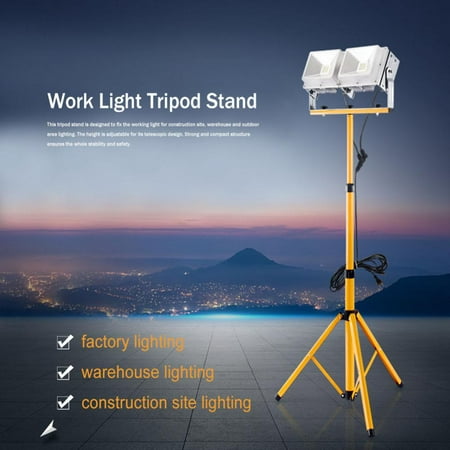 Tripod Light Stand, Telescope Work Light Stand,Telescopic Twin Head Tripod Stand for LED Flood Light Construction Site Work Lamp
