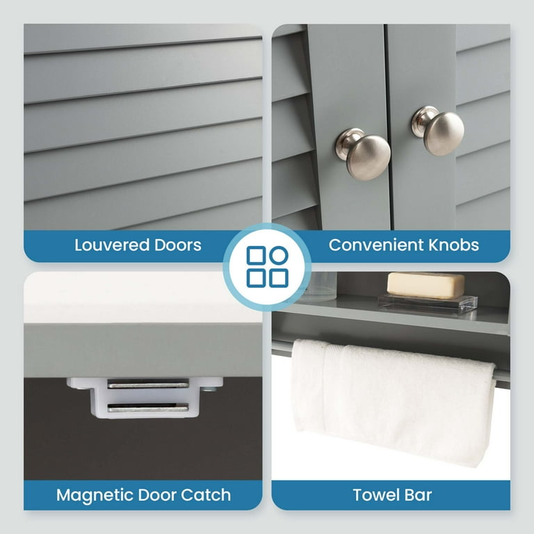 Costway Bathroom Wall Mounted Medicine Cabinet with Louvered Doors 