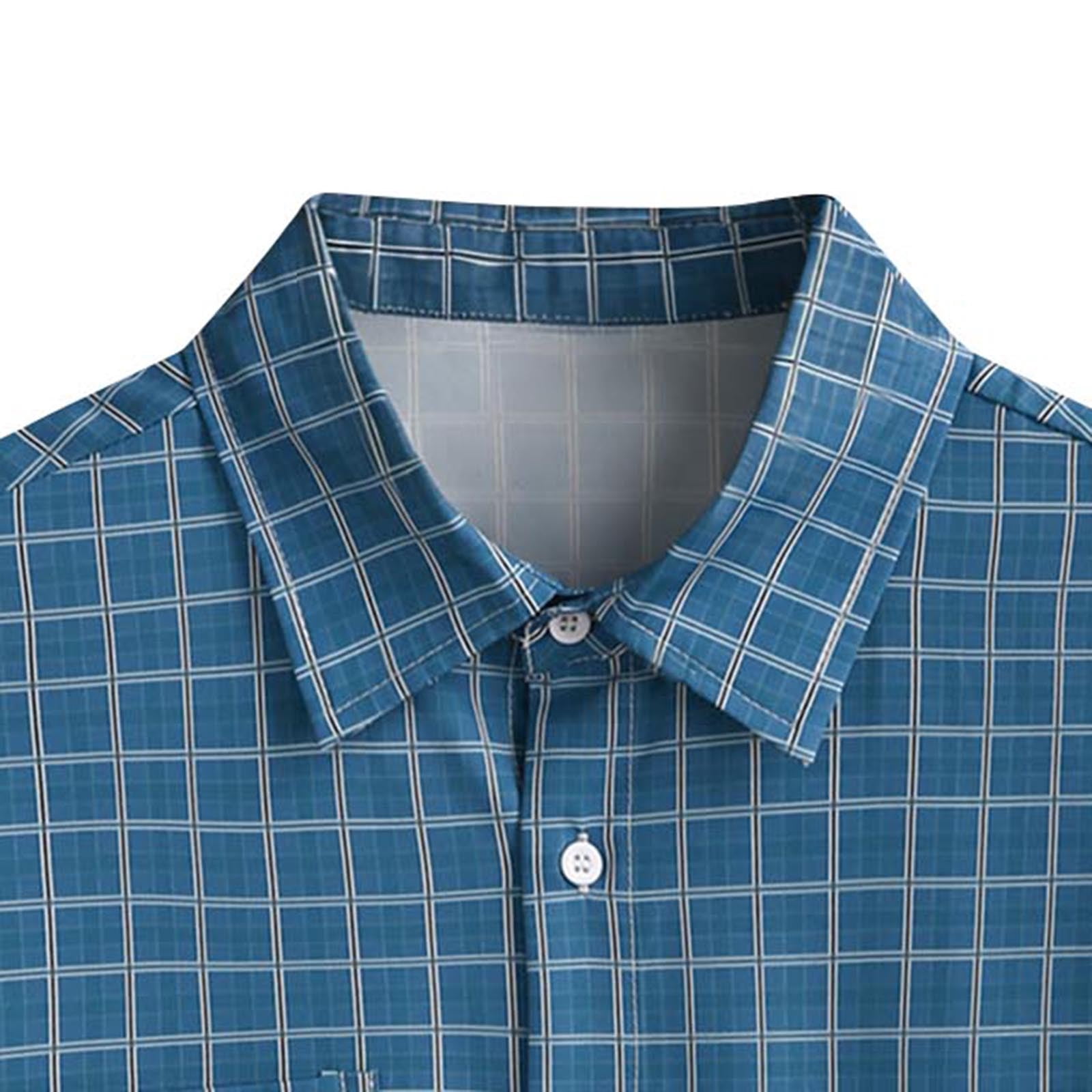 Kalauyu Men's Checkered Cropped Shirt Button Up Short Sleeve Vacation Crop Tops Streetwear