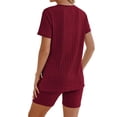 thumbnail image 2 of Weardear Maternity Outfits Set 2 Piece Matching Sets Ribbed Knit Side Split Short Sleeve Shirts and Biker Shorts Pregnancy Loungewear, 2 of 6