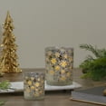 thumbnail image 2 of Northlight Stars and Snowflakes Frosted Glass Christmas Candle Holder - 3"  - Silver and Gold, 2 of 5