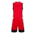 thumbnail image 6 of BRGZLK Children's Sports Shorts Sets Kids Trendy Solid Color Casual Round Neck Sleeveless Basketball Shirt With Elastic Waist Shorts Sports Quick Dry Set Red 11-12 Years, 6 of 7