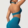 thumbnail image 4 of Neewe Women's Seamless Sports Bra Knitted Yoga Suit Gathering Breathable Workout Gym Tank Top for Women-Light Blue L, 4 of 9