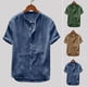 thumbnail image 3 of Men's Short-sleeved Solid Color Cotton And Linen Shirt, 3 of 5