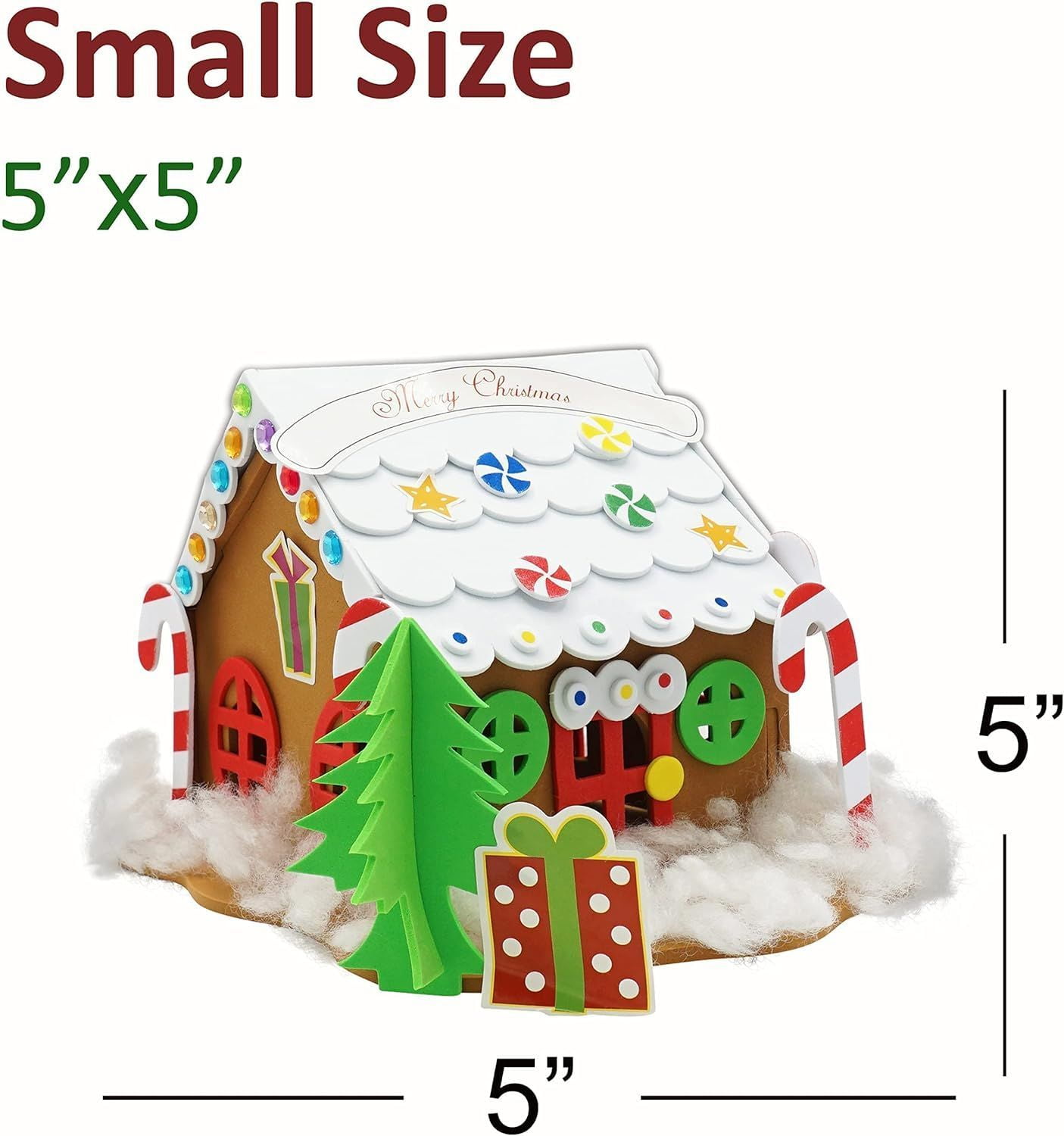 4E's Novelty Foam Gingerbread House Craft Kit (2 Pack) - DIY Foam Gingerbread Build & Decorate Set - Self Adhesive, Fun Christmas Crafts for Kids