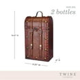 thumbnail image 4 of Twine Vintage Trunk Wooden Wine Box, 2-Bottle Wine Gift Box, Wedding Gifts, 4 of 7