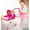 thumbnail image 2 of SURJDE Baby Doll Stroller,Realistic 2 in 1 Baby Stroller for Dolls,Foldable Pram Gift Set with Baby Doll Cartoon Printing Design Baby Stroller with Gift for Dolls 4PCS (B), 2 of 7