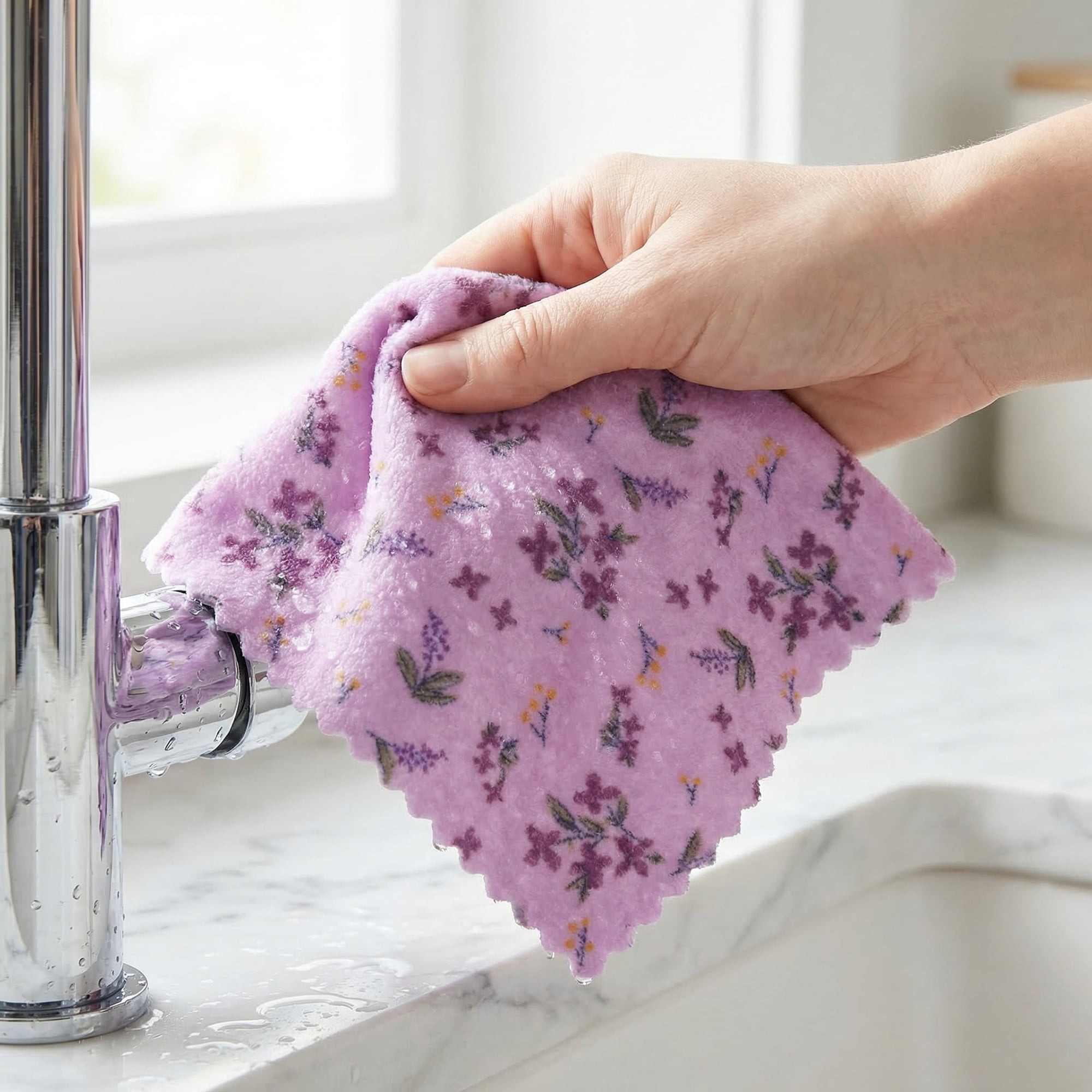 Unique Bargains 3Pcs Coral Fleece Super Absorbent Soft Towels Purple 12" x 12"