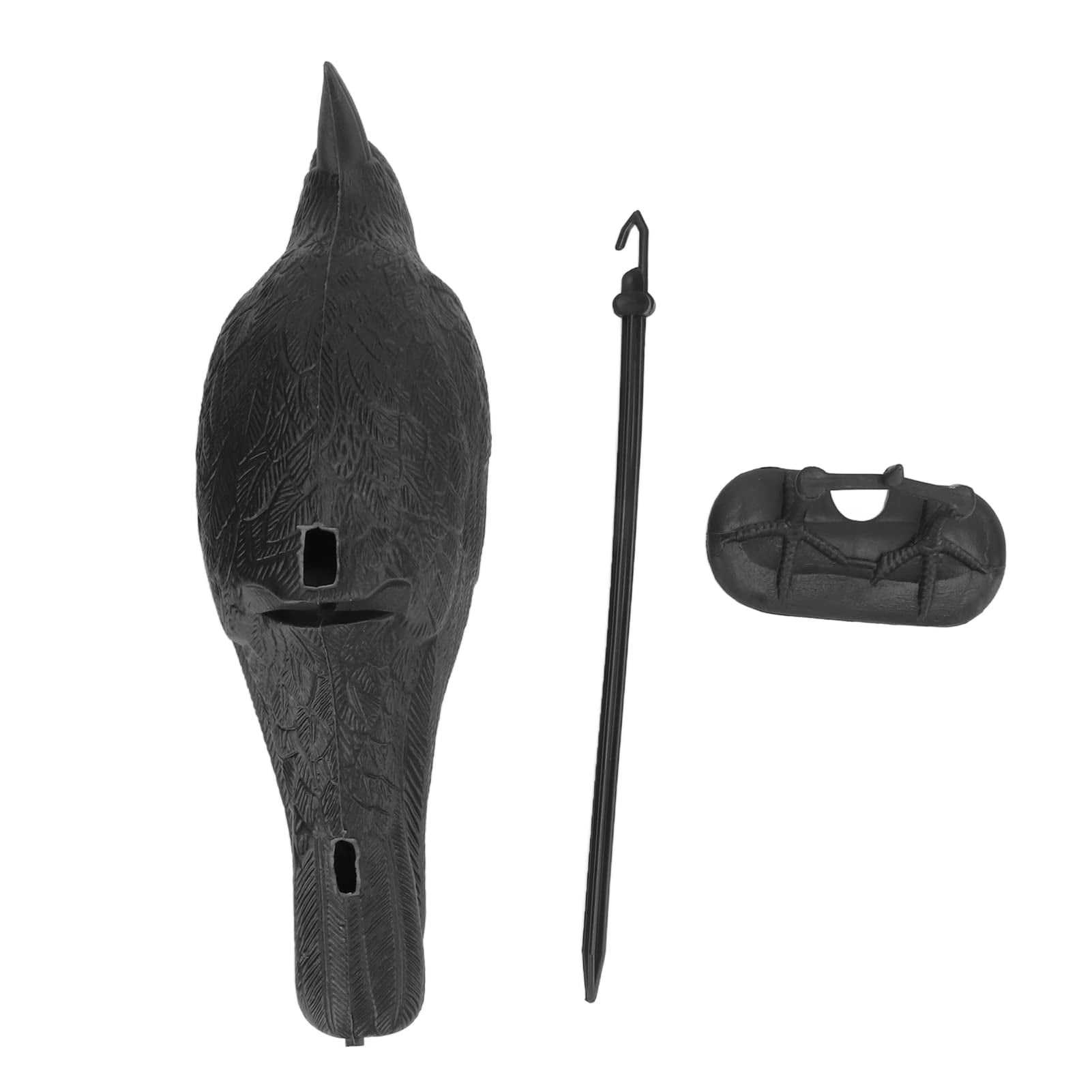 3Pcs Crow Decoys Full Body Plastic Crow Decoy for Hunting, Black Flocked Crow Decoy with Feet Holder for Decor Yard Garden Decoration