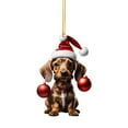 thumbnail image 2 of Christmas Dachshund Dog Ornaments 2D Acrylic Hanging Decorations, Cute Sausage Dog Tree Pendant for Holiday Party Home Decor, Funny Animal Car Interior Wall Gift, Winter Xmas Decor, 2 of 4