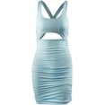 thumbnail image 4 of HLSOHJP Women's Cut Out Front Cocktail Dresses Sleeveless Crisscross Tie Back Bandage Bodycon Pleated Mini Cami Dress, 4 of 7