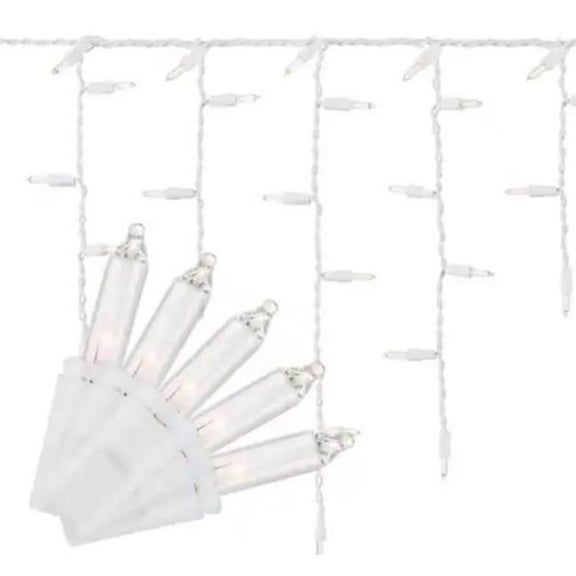 Celebrations 9096875 9.5 ft. Platinum LED T5 Icicle Christmas Lights, Warm White - 100 Count