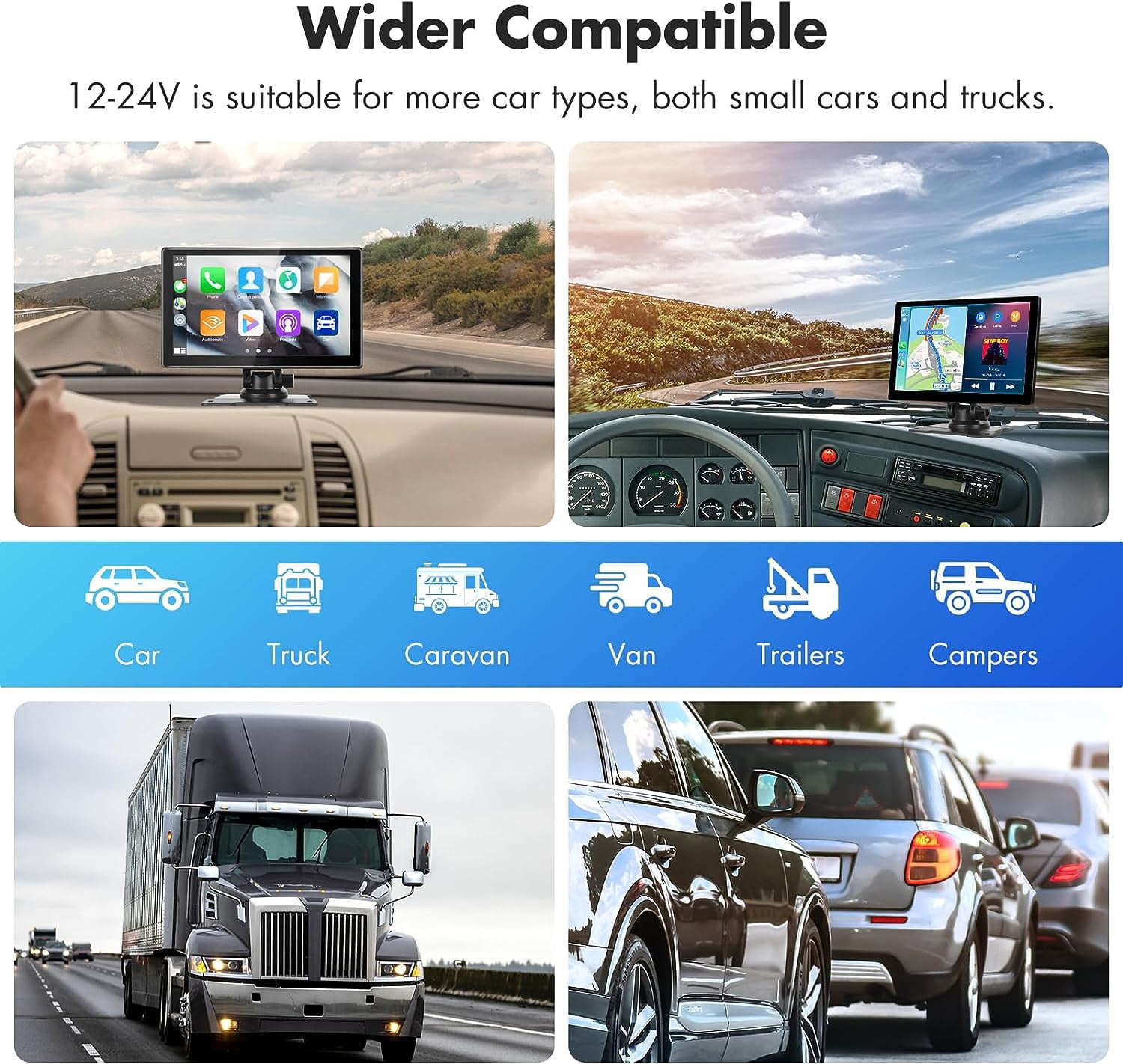 Portable Car Stereo, Wireless Apple CarPlay&Android Auto, 9” FHD Touchscreen Car Audio Receiver, Bluetooth, Rear Camera, Voice Control, AUX/USB/TF