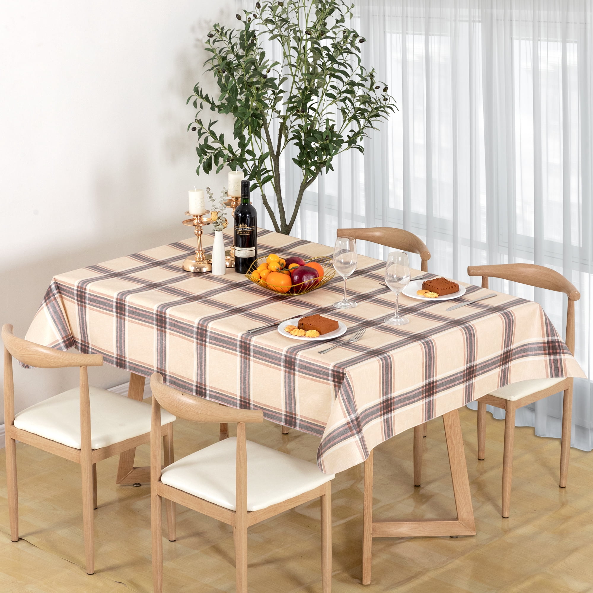 RAY STAR Christmas Tablecloth 60x84 inch Rectangle Waterproof Holiday Decoration Tablecloth Xmas Plastic SpillProof Table Cover