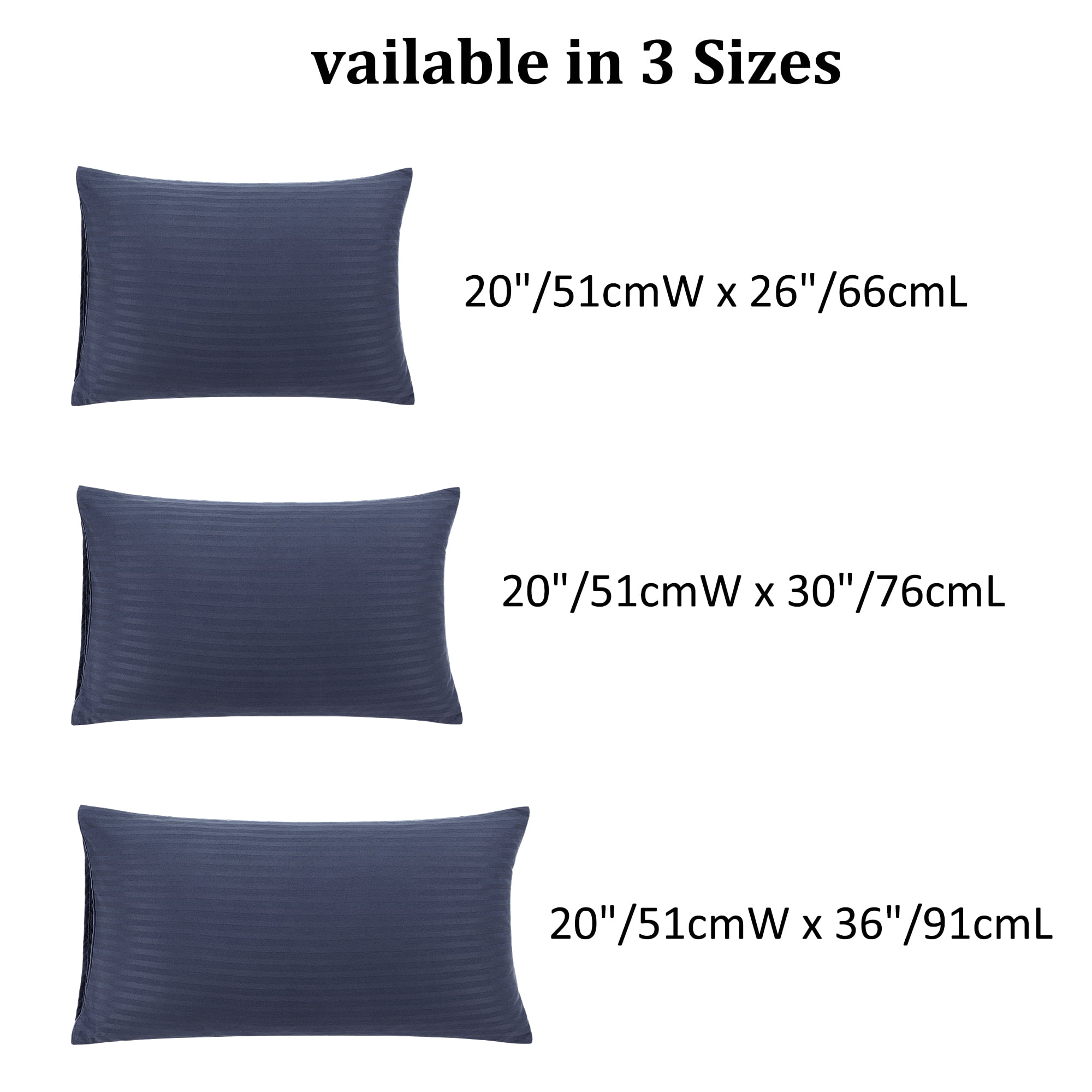 Unique Bargains Soft Durable Set of 2 Microfiber Striped Pillowcase Navy Blue Queen (20"x30")
