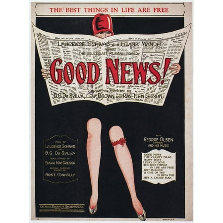 Sheet Music Cover 1927 Namerican Sheet Music Cover For The Best Things In Life Are Free From The Musical Good News By Bud De Sylva Lew Brown And Ray Henderson 1927 Rolled Canvas Art -  (24 x (Best Wallpaper To Cover Bad Walls)