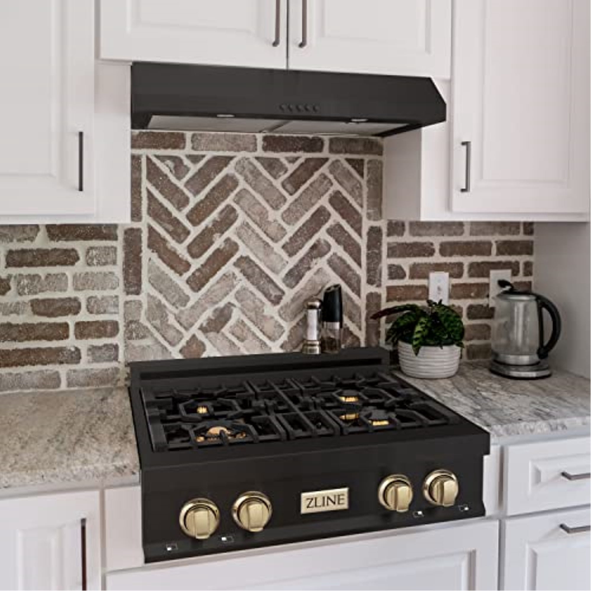 ZLINE 30 in. Autograph Edition Rangetop in Black Stainless Steel with Gold Accents (RTBZ-30-G)