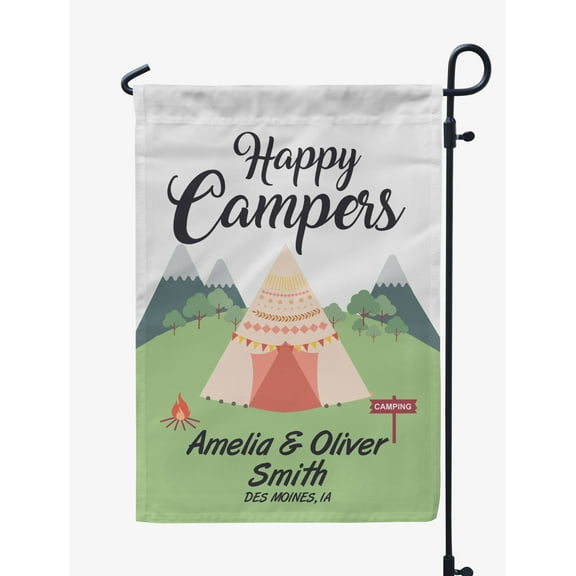 Printtoo White Happy Campers Garden Summer CampingFlagCustom Personalized Camping Flags For Campers Double Sided CampsiteFlag