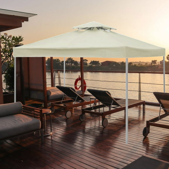 Gazebos Gazebo Canopy Replacement, Double Tiered 10x10 Canopy Replacement Top, Canopy Replacement Cover Gazebo Pergola Accessories 9.84*9.84ft (Gray) Beige