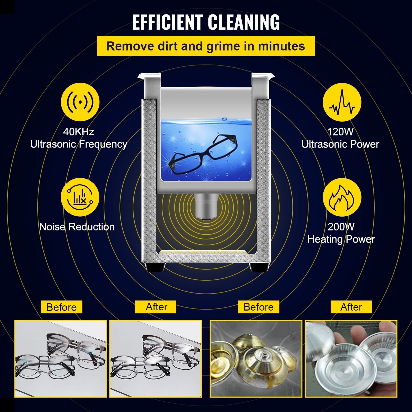 3L Upgraded Ultrasonic Cleaner with 200W Heater and 120W Ultrasonic Professional Digital Lab Parts Cleaner for Jewelry Glasses Cleaning