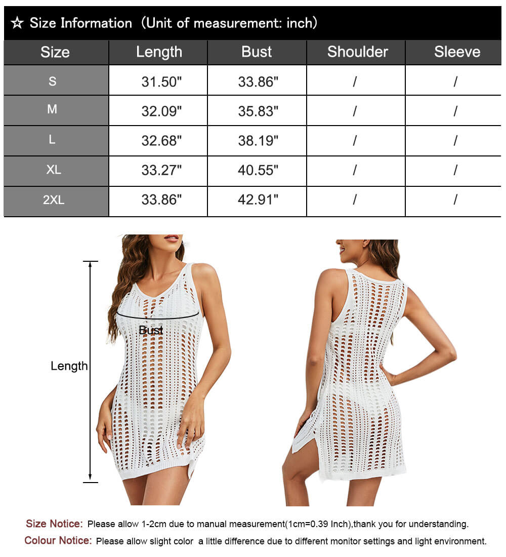 Beach Cover Up For Women Sleeveless Tank Swimsuit Cover Up Hollow Out Seethrough Sexy Crochet