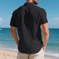 thumbnail image 6 of New Mens Short Sleeve T Shirts Solid Color Stand Up Collar Shirt Summer Trendy Breathable Loose Youth Basic Cotton Top Male Cotton And Linen Casual Shirts Black M, 6 of 6