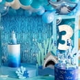 thumbnail image 3 of KatchOn, XtraLarge, Wavy Blue Foil Fringe Curtain - 3.2x6.5 Feet, Pack of 2 | Blue Water Beach Backdrop for Beach Party Decorations | Under The Sea Party Decorations | Summer Pool Party Decorations, 3 of 7