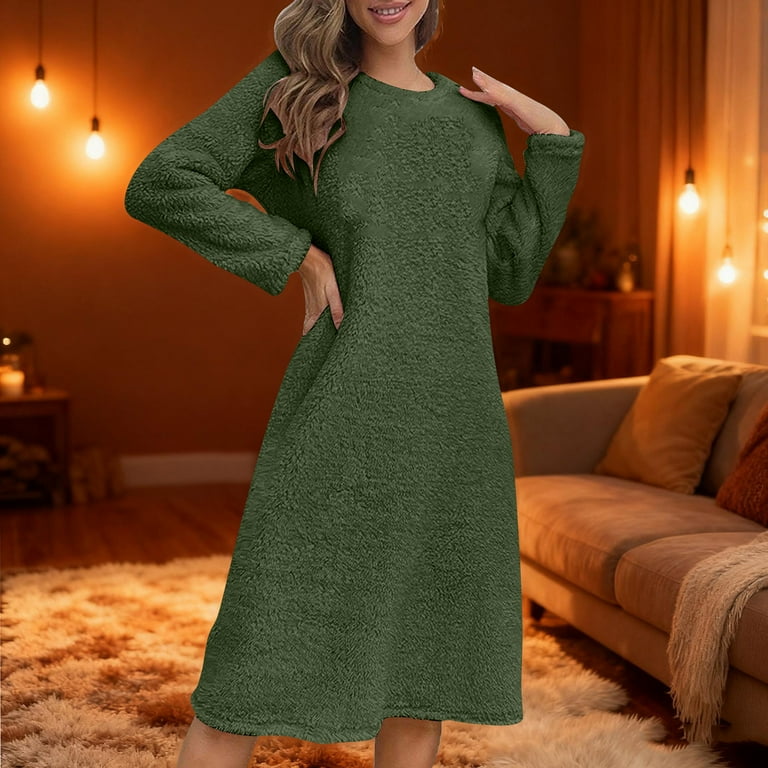 green emerald velvet dress Olive Fuzzy Knit Puff Sleeve Sweater Dress