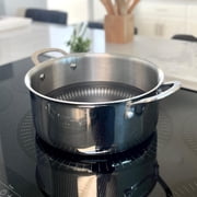 Lexi Home 4.8-Quart Diamond Tri-Ply Non Stick Casserole Pot with Glass Lid Stainless Steel Cookware