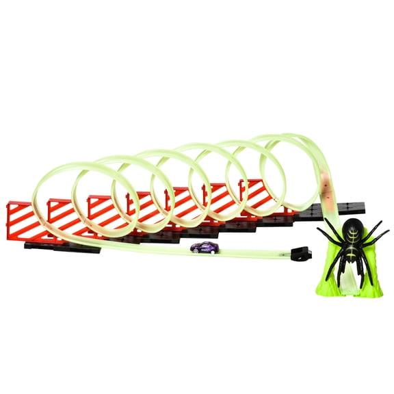 Track Builder Diy Loop Kit with Luminous Effect Spider Model Pull-Back Car,Green Polypropylene Toys Kids Bikes Riding Toys