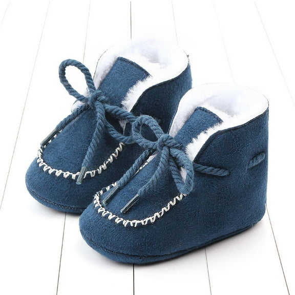 Juebong Thanksgiving Day Deals Winter Baby Cotton Boots For Boys And Girls Baby Shoes Plush Warm Snow Shoes Soft Soled Baby Walking Shoes,Dark Blue,5