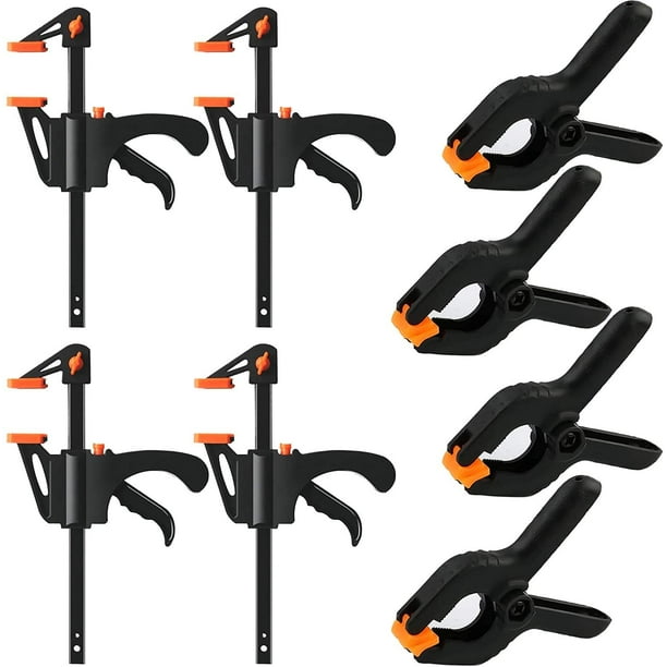 8 Pack 4 Inch Wood Clamps Grip Clamps, OneHand Clamp/Spreader, 4" Wood Clamps Wood Working