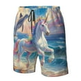 thumbnail image 2 of Yiaed Dolphin Rainbow Horse Print Men's Swim Trunks with Lining Quick Dry Sports Shorts Beach Shorts Boardshorts-XX-Large, 2 of 5