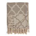 thumbnail image 2 of Chic Moroccan Tile Tasseled 100% Cotton Throw Blanket - 50"x60" (Grey), 2 of 3