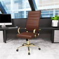 thumbnail image 3 of Pemberly Row High-Back Leather Office Chair With Gold Frame in Brown, 3 of 7