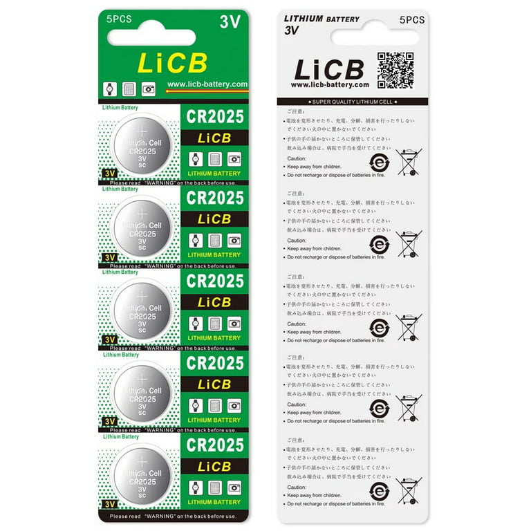 LiCB Batería de litio CR2025 3V (paquete de 10)