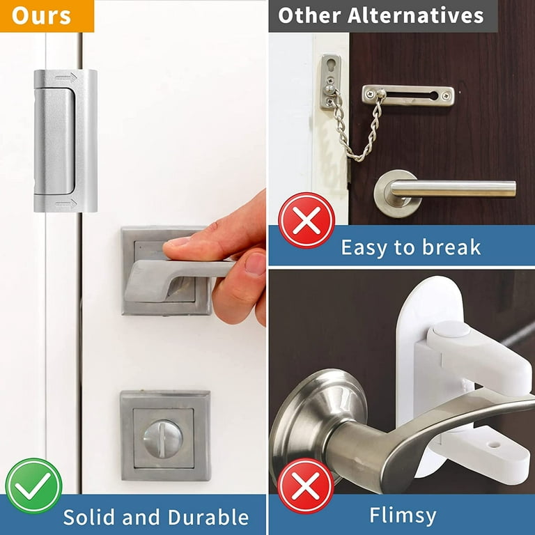 Home Security Door Lock Reinforcement Safety Latch Extra Front Doors  Security Devices Withstand 800 lbs, Anti Door Kick in Security Protector  for Door